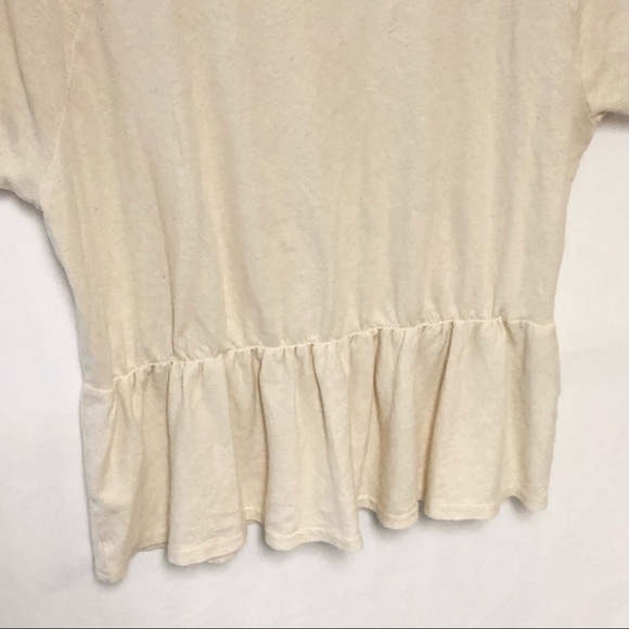 Madewell Linen Blend Peplum Tee Sz M - Picture 4 of 10